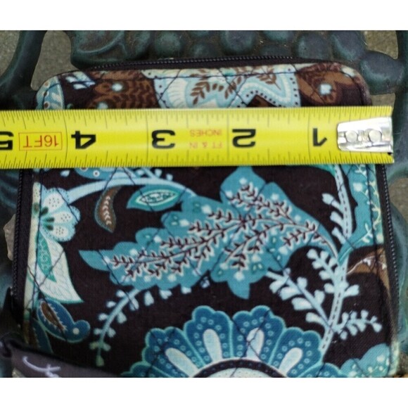 Vera Bradley Java Blue Wallet Brown and Blue Paisley all over Print Preloved - Picture 5 of 8
